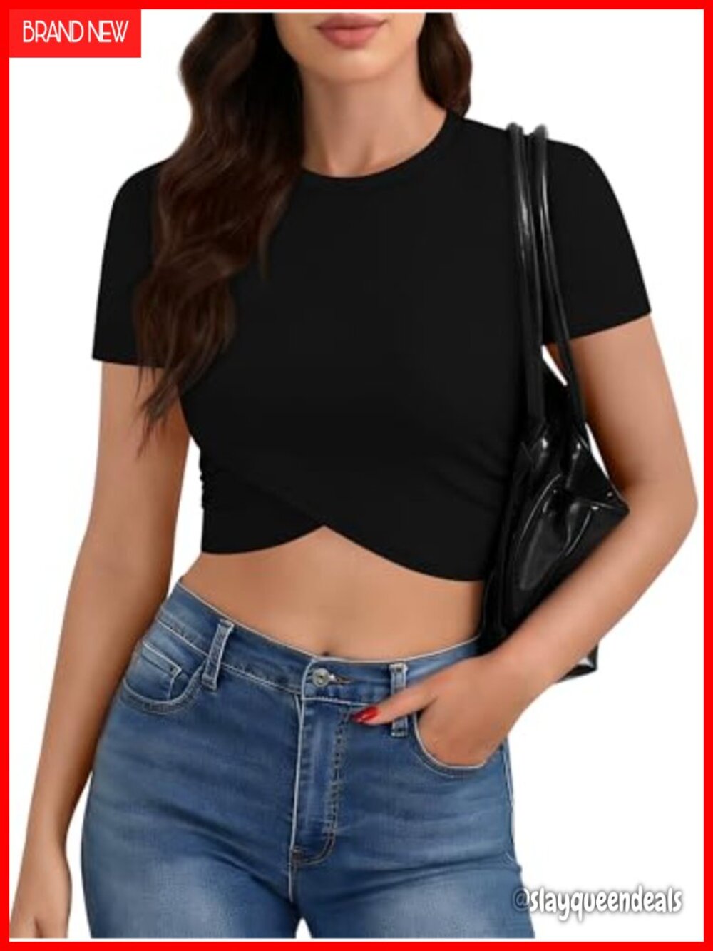 Wrap Crop Top Women Slim Fit Short Sleeve Yoga Gym T Shirt